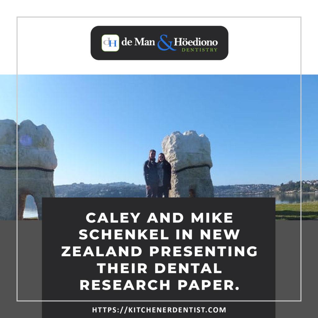 Caley and Mike Schenkel in New Zealand presenting their dental research paper. Kitchener